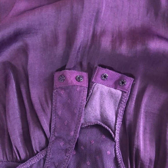 Free People Not Tired Royal Plum Purple Satin Bodysuit woman’s XS Thong - Picture 7 of 8